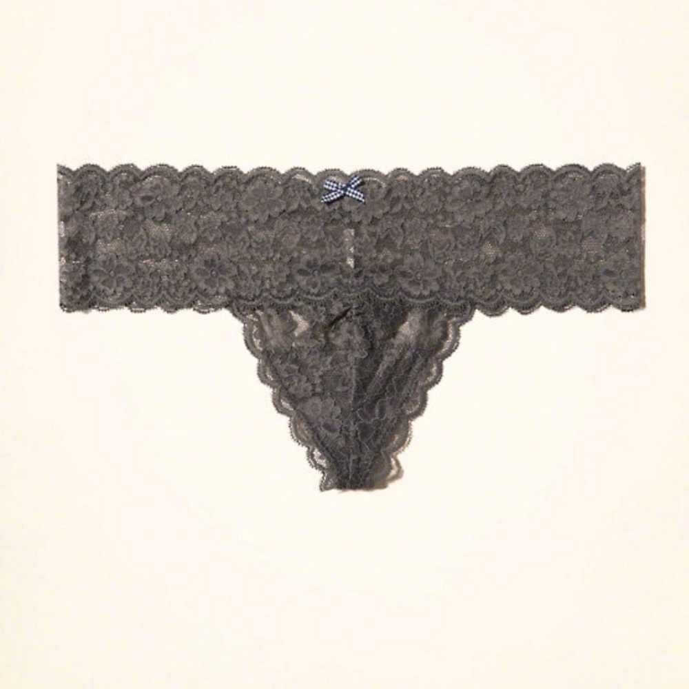 Gray Lace Thong